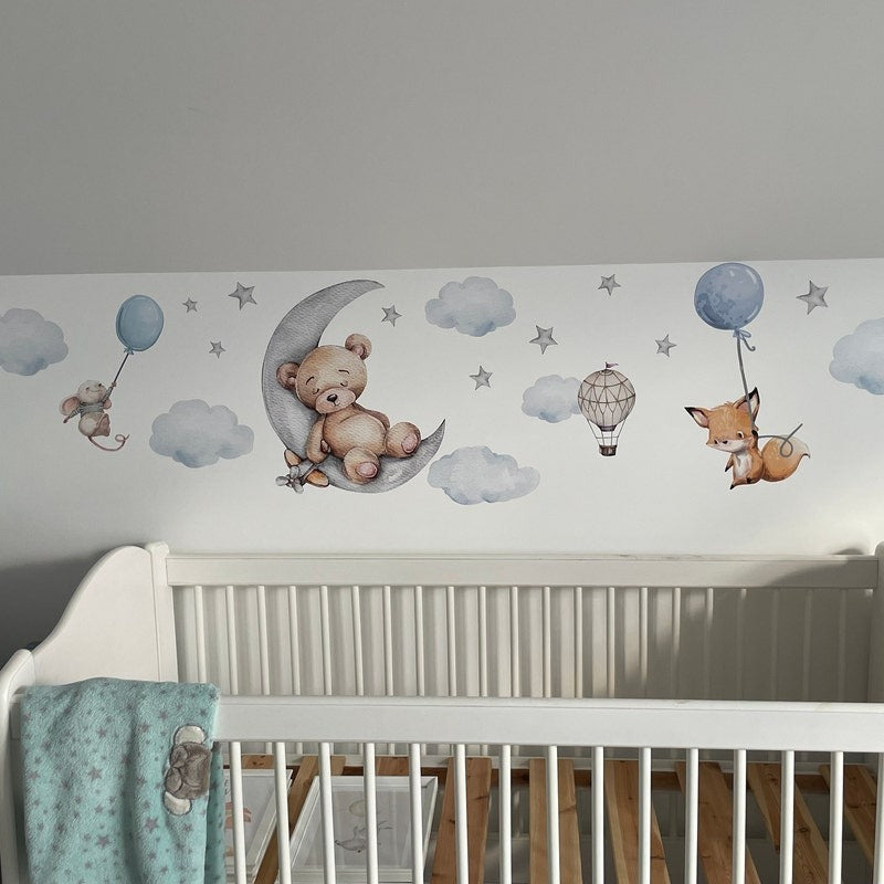 Vinilos decorativos Adhesivos infantiles de Pared Oso en la luna niño (0081)