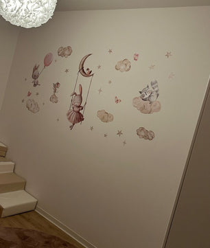 Coneja con animales en nube (0135)