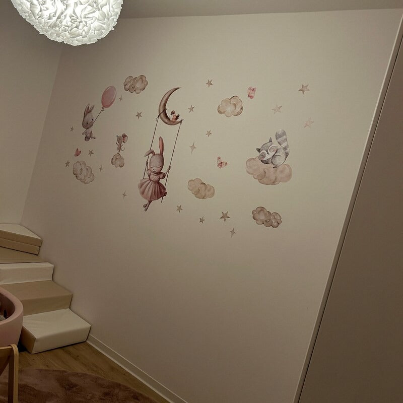 Coneja con animales en nube (0135)