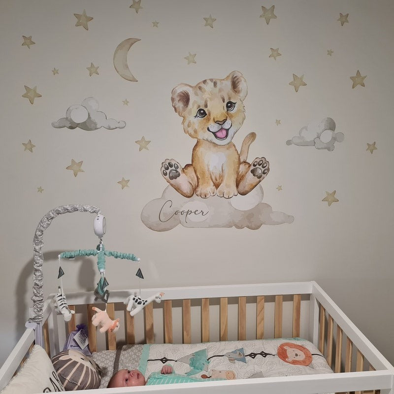 Vinilos decorativos Adhesivos infantiles de pared Animales leon niño (0022)