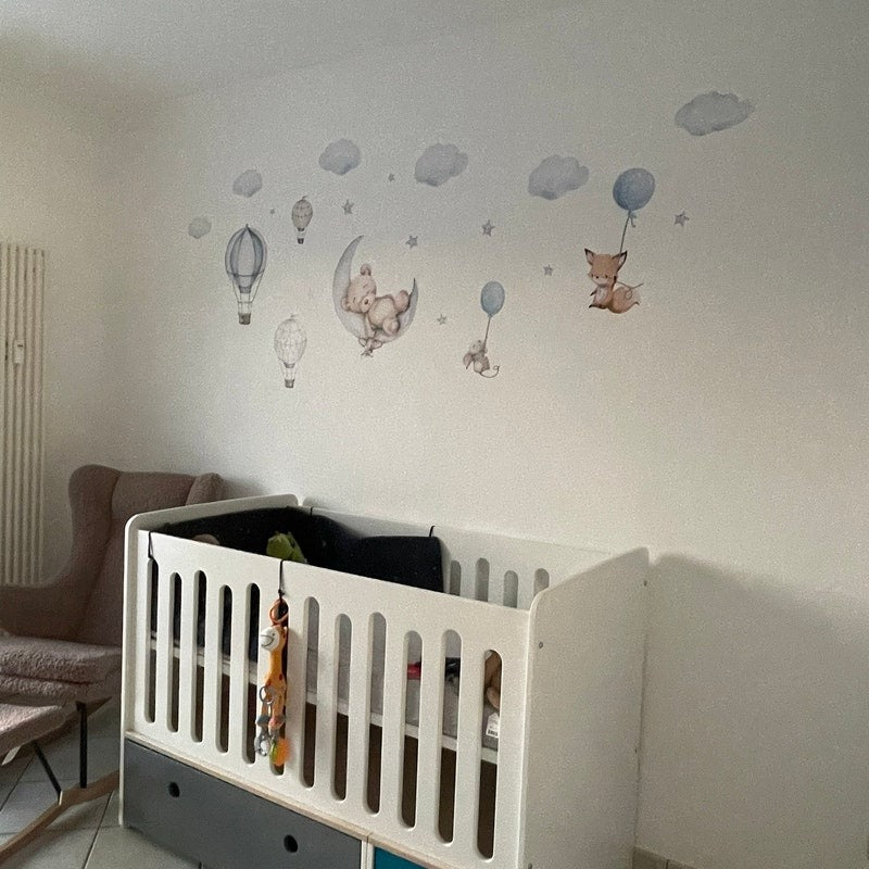 Vinilos decorativos Adhesivos infantiles de Pared Oso en la luna niño (0081)