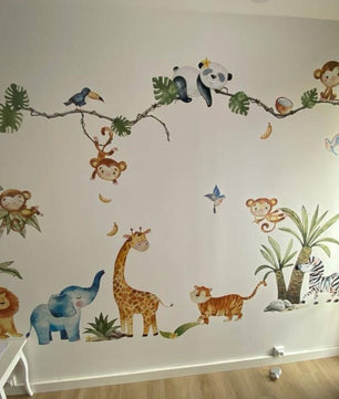 Vinilos decorativos Adhesivos infantiles de pared Animales de Safari niño (0021)