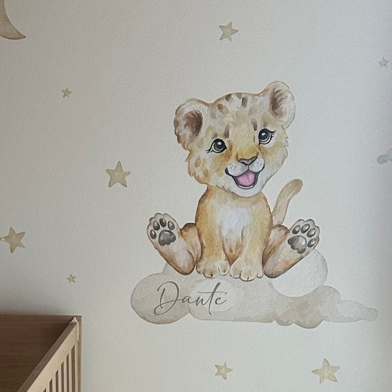 Vinilos decorativos Adhesivos infantiles de pared Animales leon niño (0022)