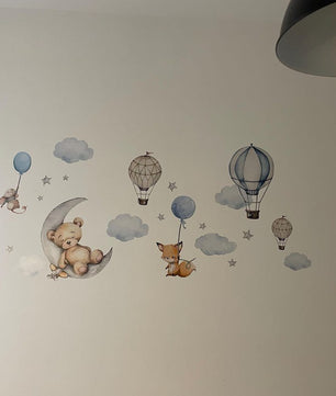Vinilos decorativos Adhesivos infantiles de Pared Oso en la luna niño (0081)