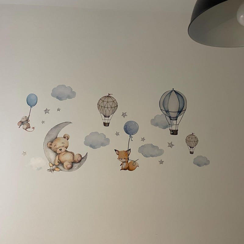 Vinilos decorativos Adhesivos infantiles de Pared Oso en la luna niño (0081)