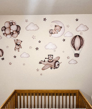 Vinilos decorativos Adhesivos infantiles de Pared de oso teddy marron