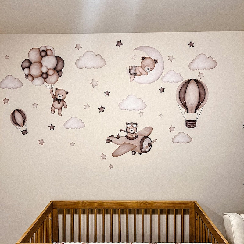 Vinilos decorativos Adhesivos infantiles de Pared de oso teddy marron
