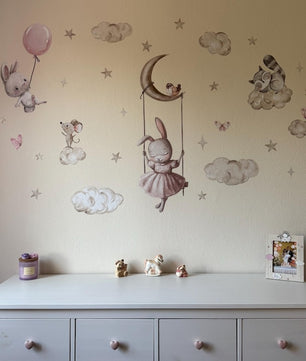 Coneja con animales en nube (0135)