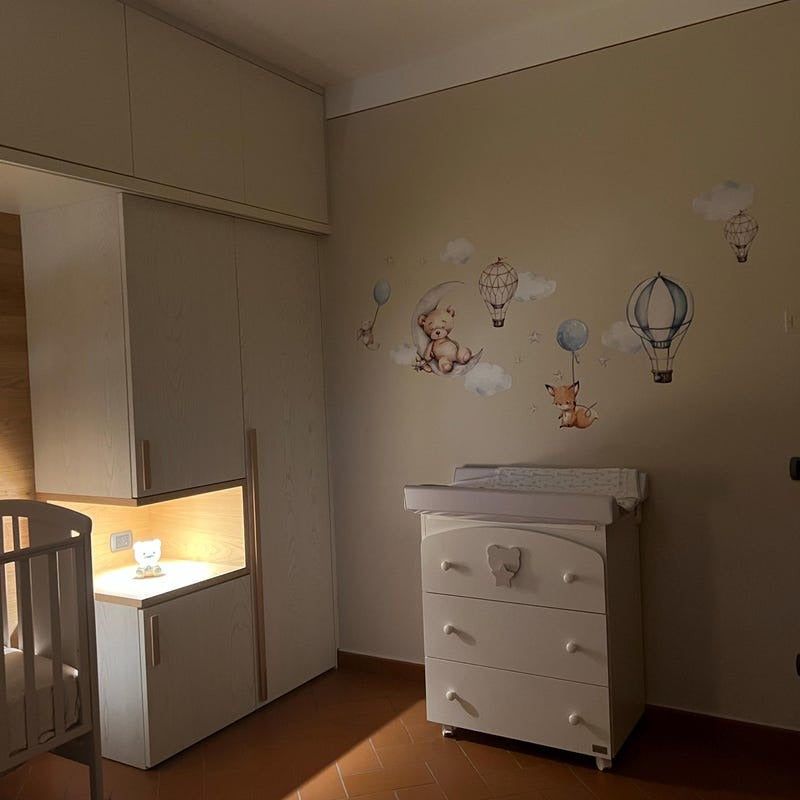Vinilos decorativos Adhesivos infantiles de Pared Oso en la luna niño (0081)