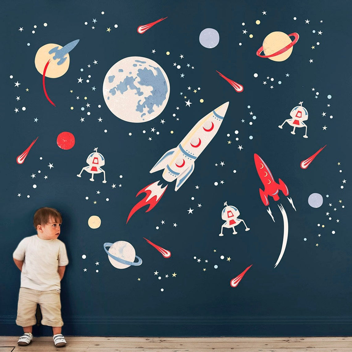 Vinilos decorativos Adhesivos infantiles de Pared espacio astronautas niño