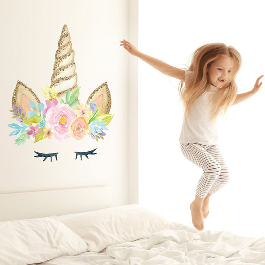 Vinilos decorativos Adhesivos infantiles de Pared cuerno unicornio  niña 6