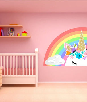 Vinilos decorativos Adhesivos infantiles de Pared cuerno unicornio  niña 5