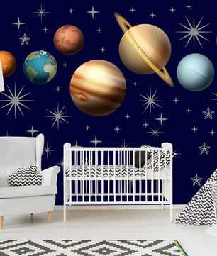Vinilos decorativos Adhesivos infantilesde Pared espacio astronautas  sistema solarniño (0049)