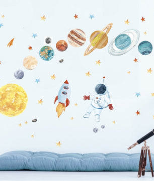 Vinilos decorativos Adhesivos infantiles de Pared espacio astronautas  niño (0048)