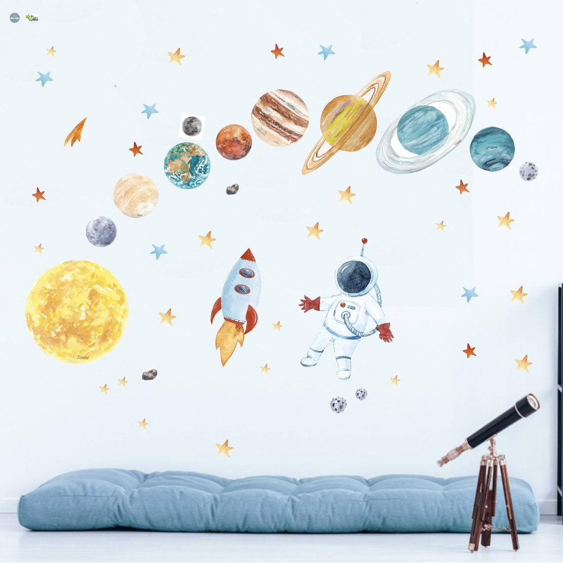 Vinilos decorativos Adhesivos infantiles de Pared espacio astronautas  niño (0048)