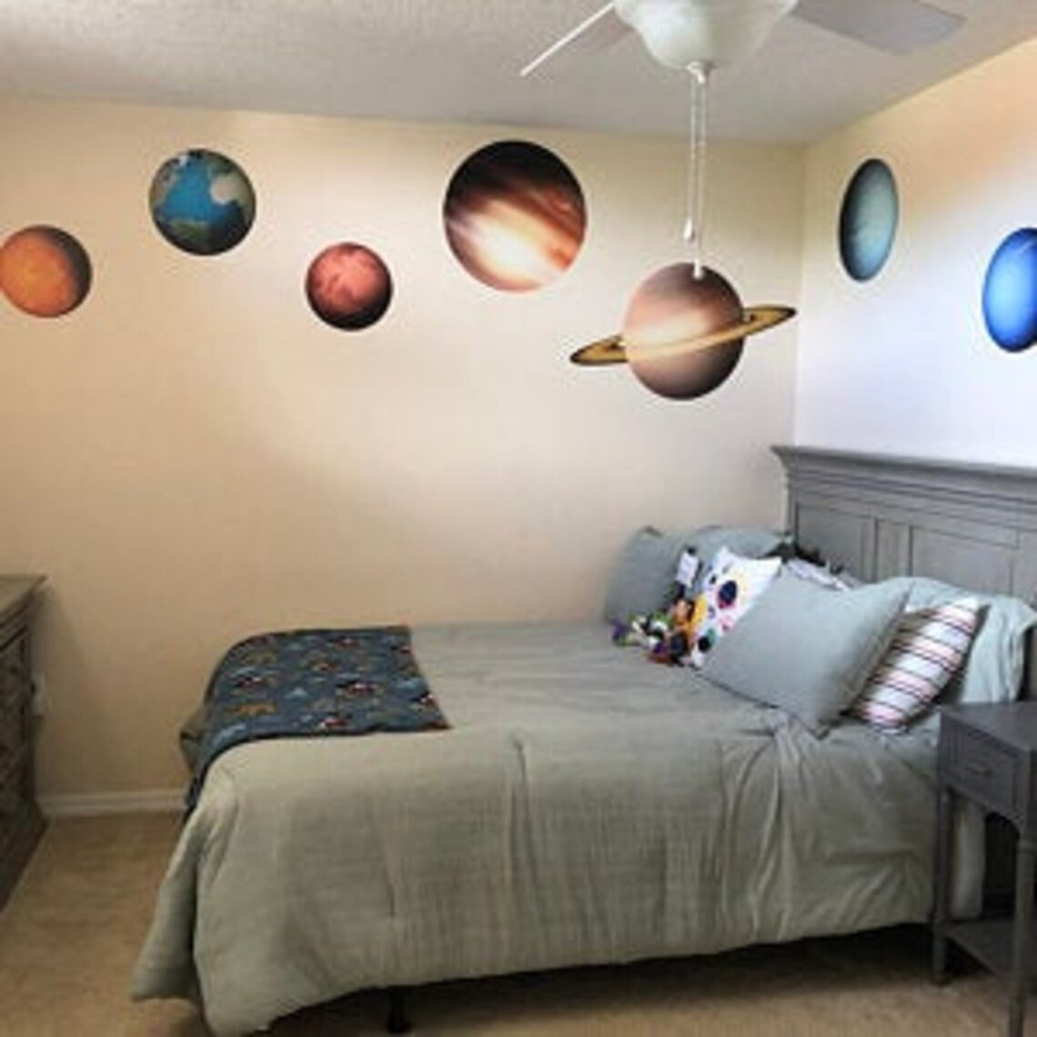 Vinilos decorativos Adhesivos infantilesde Pared espacio astronautas  sistema solarniño (0049)