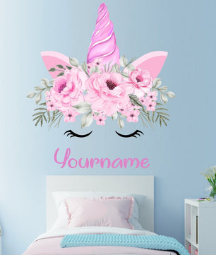 Vinilos decorativos Adhesivos infantiles de Pared cuerno unicornio  niña 2
