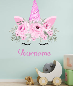 Vinilos decorativos Adhesivos infantiles de Pared cuerno unicornio  niña 2