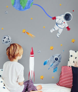 Vinilos decorativos Adhesivos infantiles de Pared espacio astronautas 4 niño