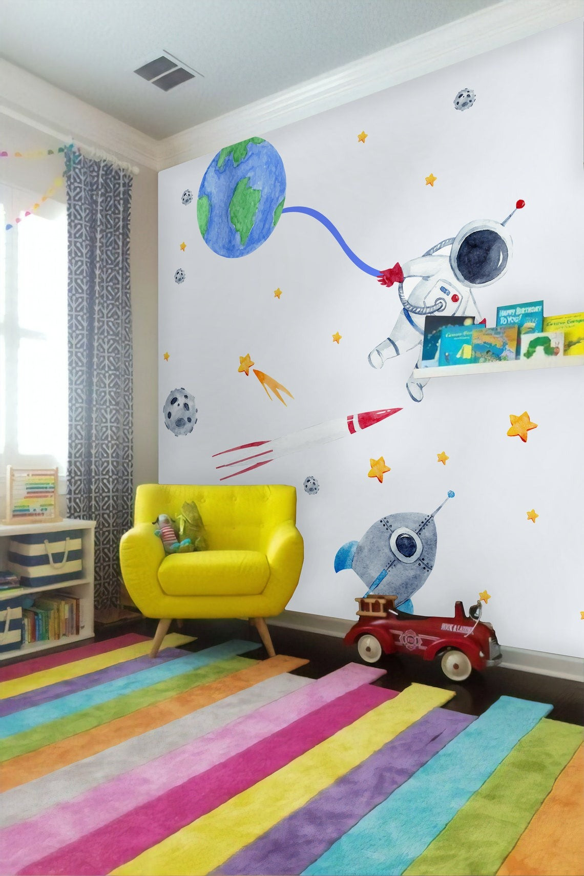 Vinilos decorativos Adhesivos infantiles de Pared espacio astronautas 4 niño