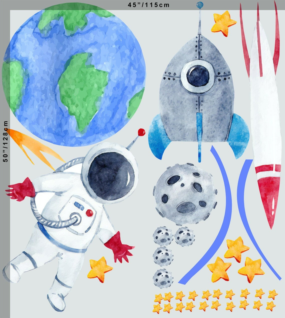 Vinilos decorativos Adhesivos infantiles de Pared espacio astronautas 4 niño