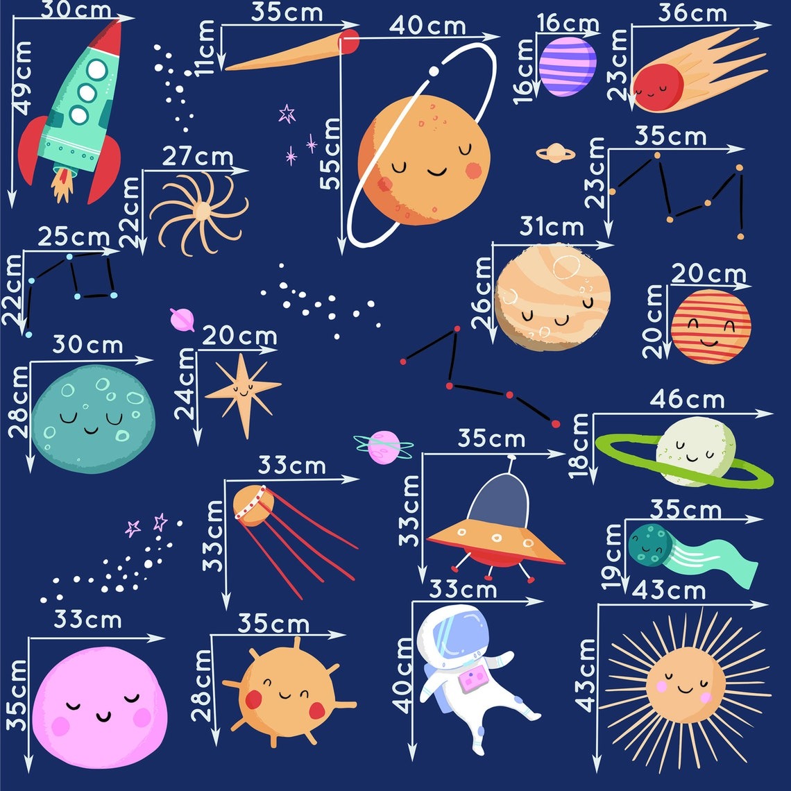 Vinilos decorativos Adhesivos infantiles de Pared espacio astronautas 13 niño