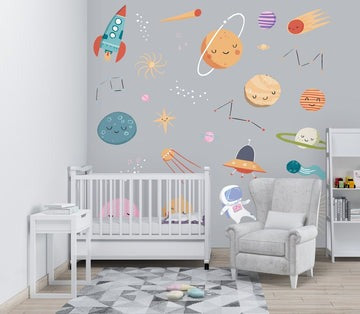 Vinilos decorativos Adhesivos infantiles de Pared  Conjunto Astronautas