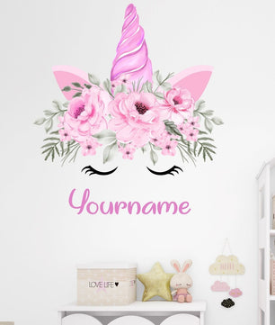 Vinilos decorativos Adhesivos infantiles de Pared cuerno unicornio  niña 2
