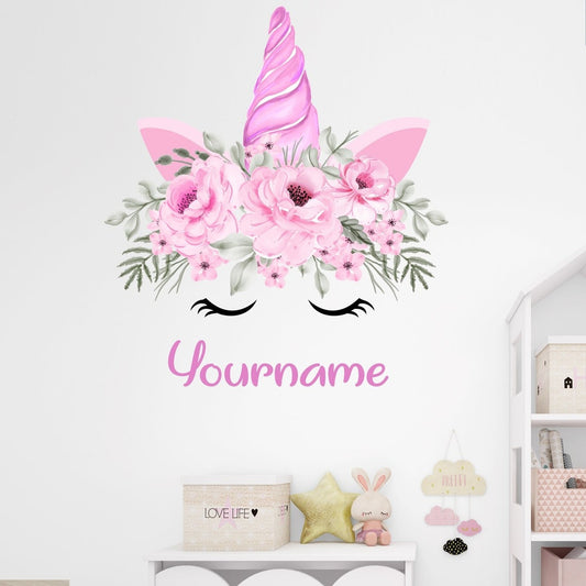 Vinilos decorativos Adhesivos infantiles de Pared cuerno unicornio  niña 2