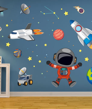 Vinilos decorativos Adhesivos infantiles de Pared espacio astronautas 17 niño