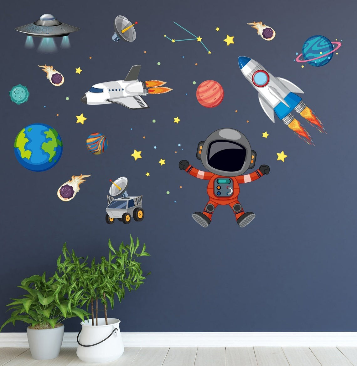 Vinilos decorativos Adhesivos infantiles de Pared espacio astronautas 17 niño