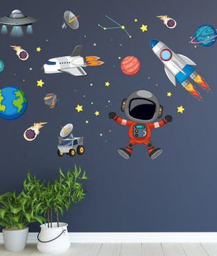 Vinilos decorativos Adhesivos infantiles de Pared  Conjunto Astronautas
