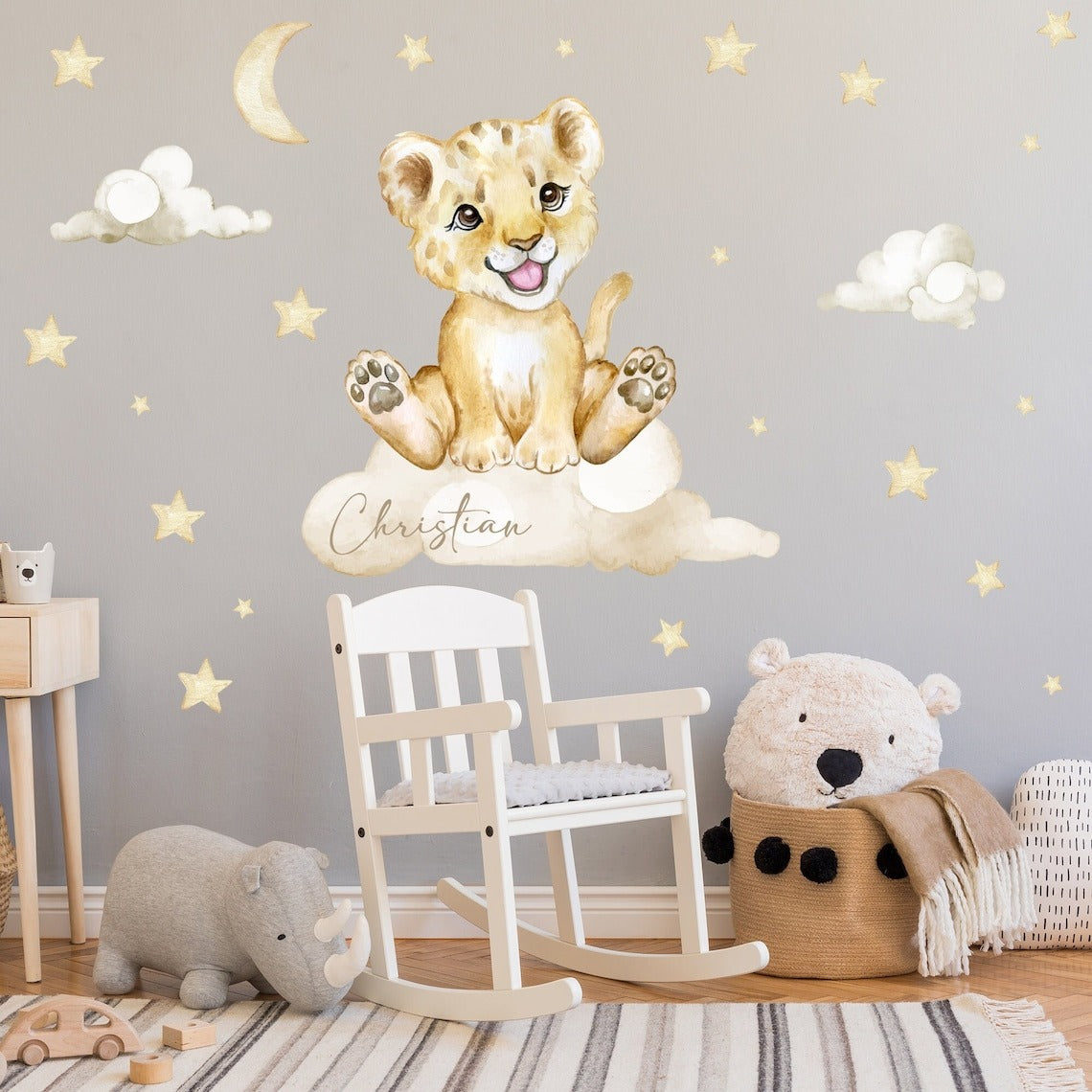 Vinilos decorativos Adhesivos infantiles de pared Animales leon niño (0022)