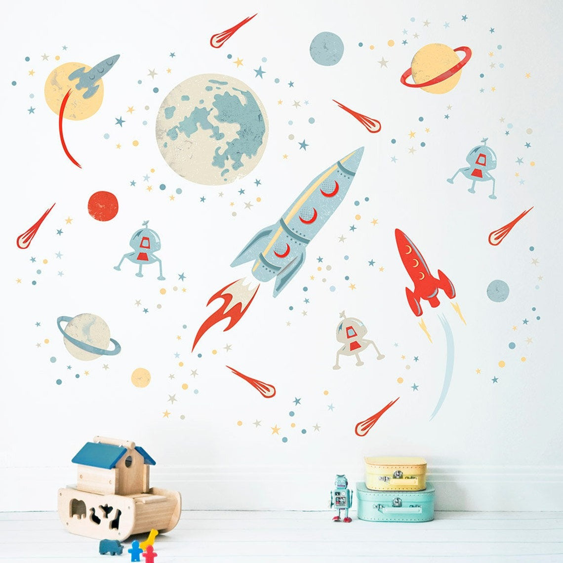 Vinilos decorativos Adhesivos infantiles de Pared espacio astronautas niño