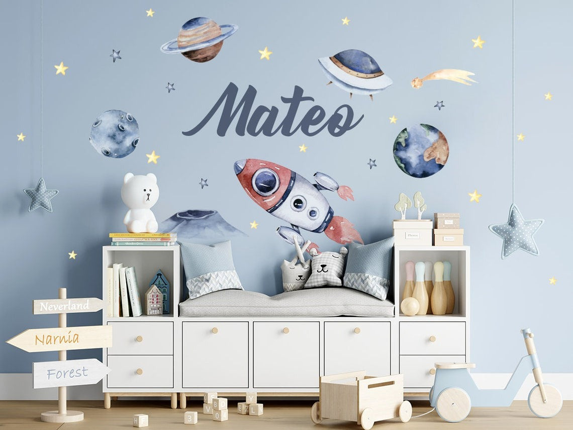 Vinilos decorativos Adhesivos infantilesde Pared espacio astronautas 18 niño