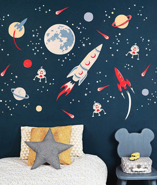 Vinilos decorativos Adhesivos infantiles de Pared espacio astronautas niño