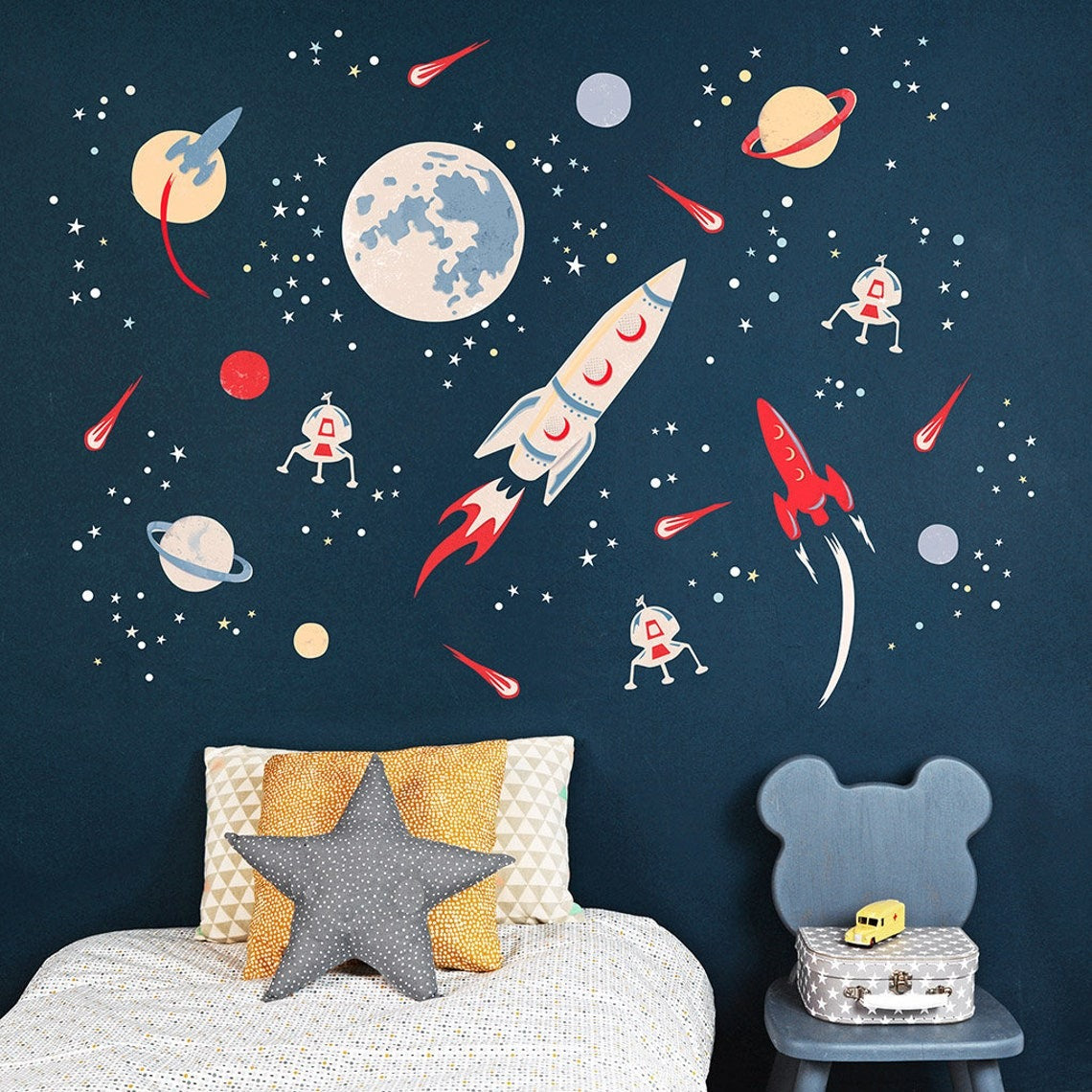 Vinilos decorativos Adhesivos infantiles de Pared espacio astronautas niño