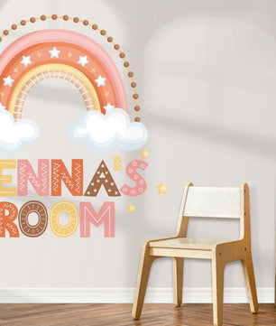 Vinilos decorativos Adhesivos infantiles de Pared arcoiris con nombre niña (0024)