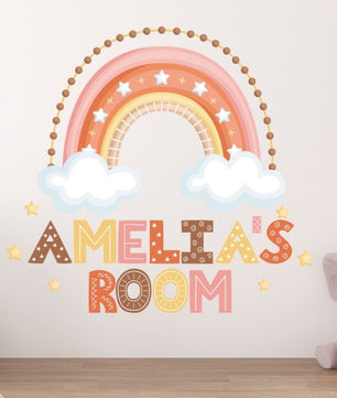 Vinilos decorativos Adhesivos infantiles de Pared arcoiris con nombre niña (0024)