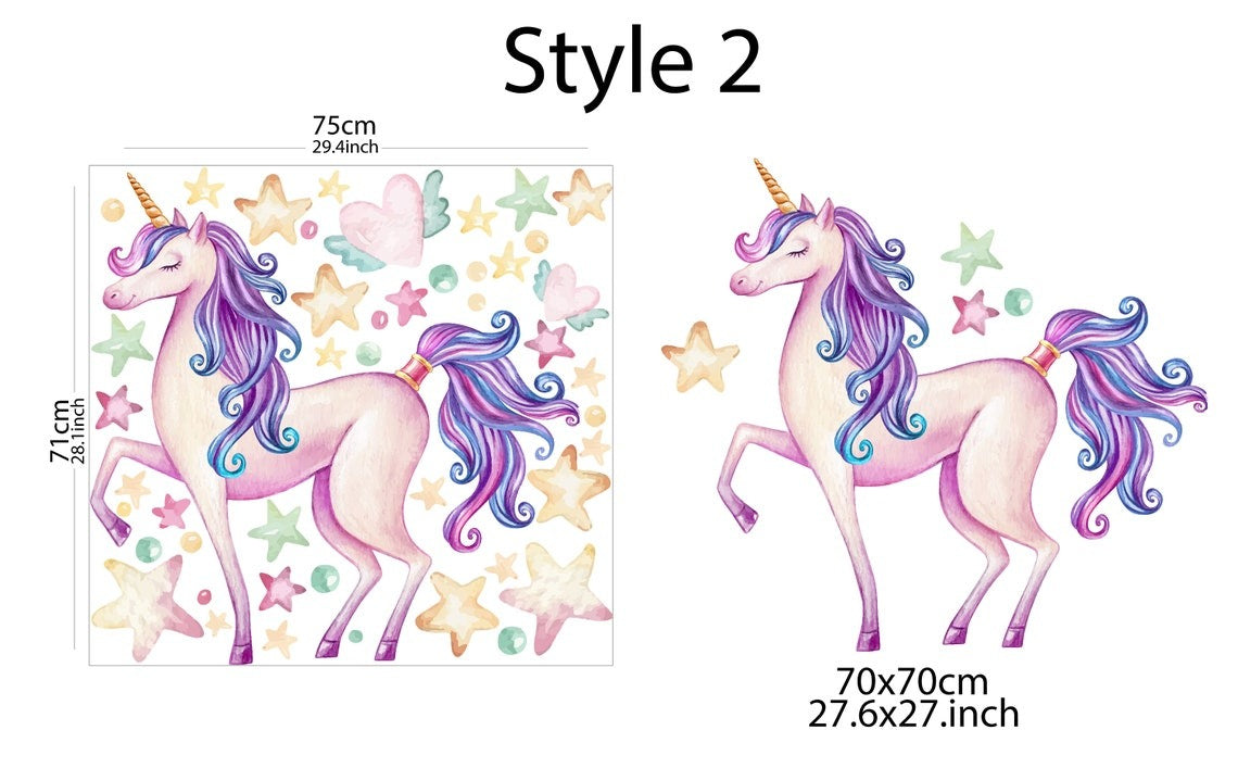 Vinilos decorativos Adhesivos infantiles de Pared unicornio  niña