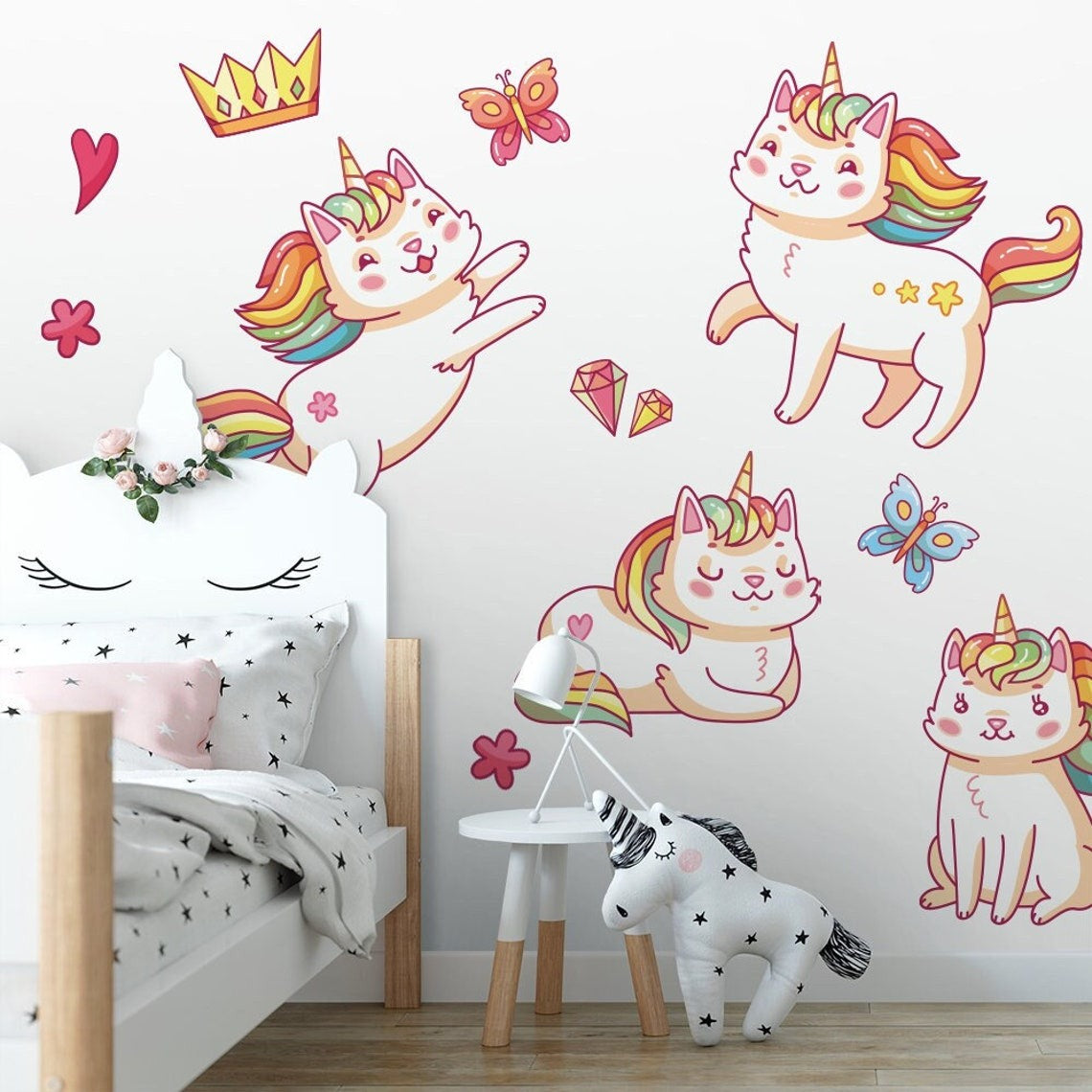 Vinilos decorativos Adhesivos infantiles de Pared cuerno unicornio  niña 3 (0094)