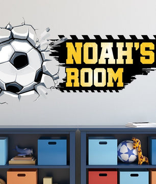 Vinilos decorativos Adhesivos infantiles de Pared futbol con nombre niño (0057)