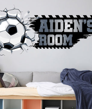 Vinilos decorativos Adhesivos infantiles de Pared futbol con nombre niño (0057)