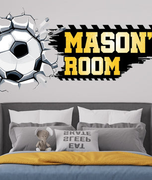 Vinilos decorativos Adhesivos infantiles de Pared futbol con nombre niño (0057)