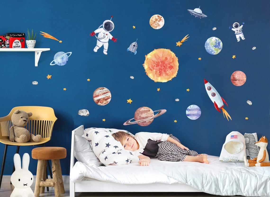 Vinilos decorativos Adhesivos infantiles de Pared espacio astronautas 2 (0053)