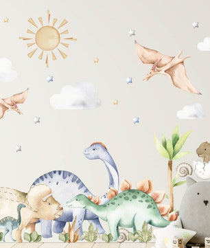 Vinilos decorativos Adhesivos infantiles de pared  Conjunto de dinosaurios Conjunto