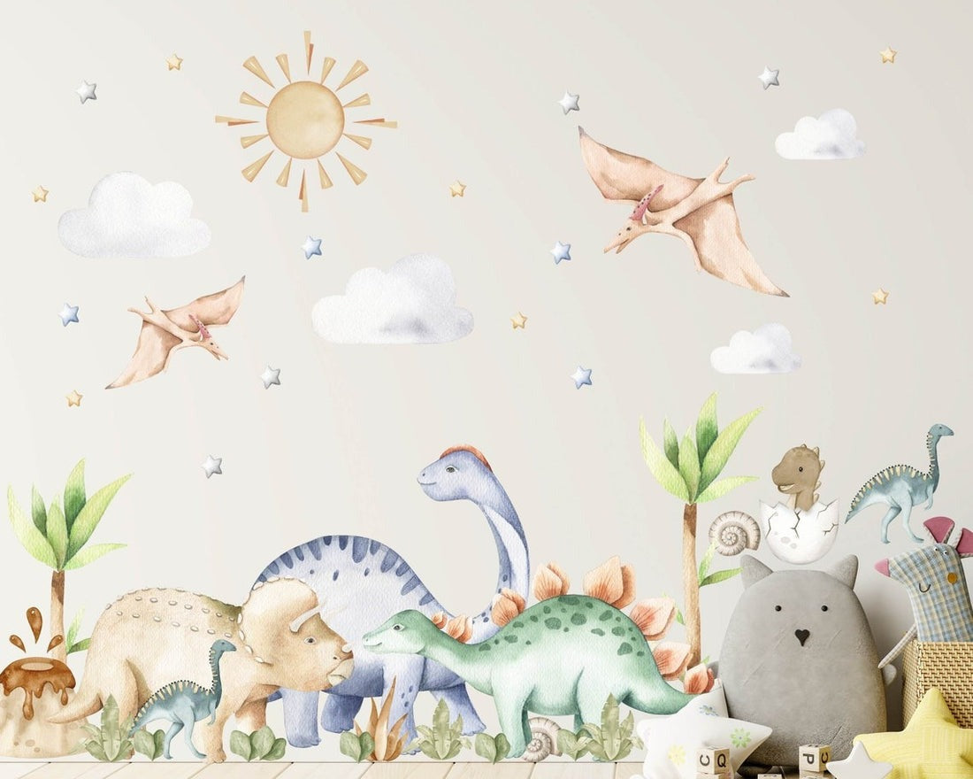 Vinilos decorativos Adhesivos infantiles de pared  Conjunto de dinosaurios Conjunto