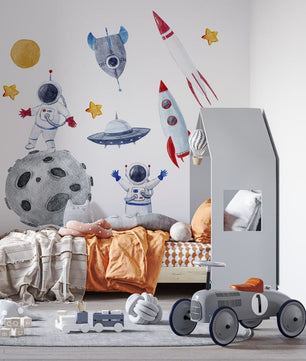 Vinilos decorativos Adhesivos infantilesde Pared espacio astronautas 8 niño