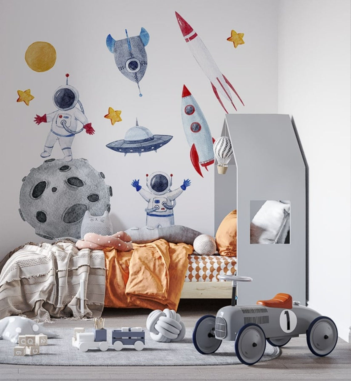 Vinilos decorativos Adhesivos infantilesde Pared espacio astronautas 8 niño