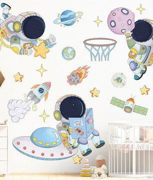 Vinilos decorativos Adhesivos infantiles de Pared espacio astronautas 7 niño (0056)